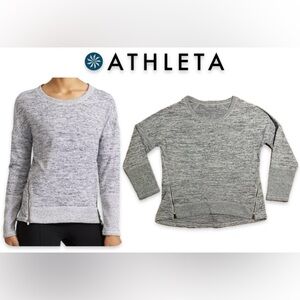 Athleta No Sweatin' It Sharkbite Top, Gray Heather, XL